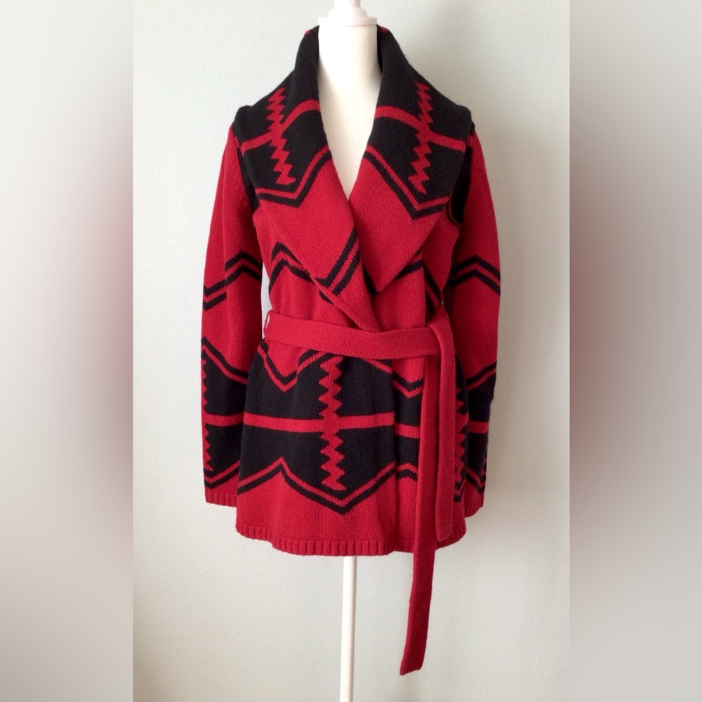 Lauren Ralph Lauren Wool Cardigan Sweater Coat Native Aztec